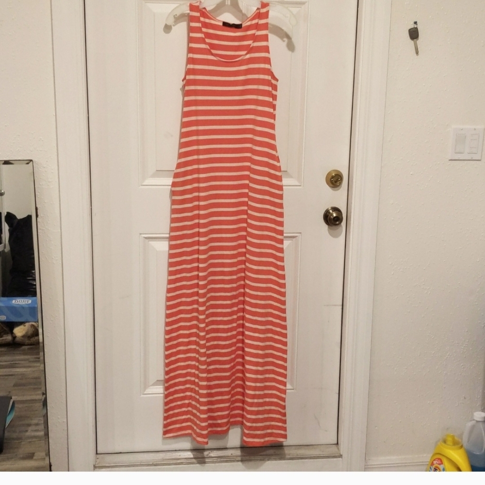 The Limited Coral and White Striped Dress